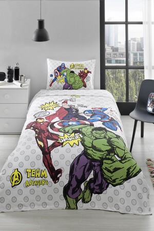 Avengers Team Tek Kişilik Disney Lisanslı Lastikli Fitted Çarşaf Çocuk Pike Takımı - 2