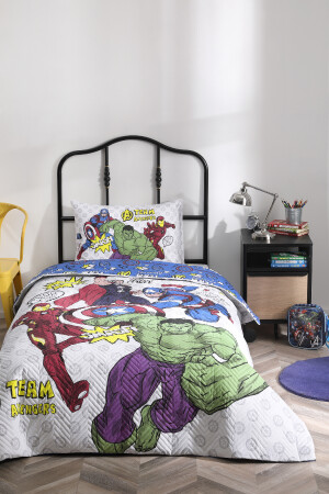 Avengers Team Tek Kişilik Disney Lisanslı Lastikli Fitted Çarşaf Kapitone Çocuk Nevresim Tak PR-EVTEKSTILI-52562901327 - 3