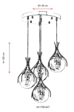 Avonnı Av-60161-4kt verchromter moderner Kronleuchter, E27, Metall, Glas, 40 cm AV-60161-4KT - 5