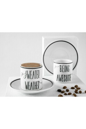 Awesome Weather Porzellan-Set mit 2 Kaffeetassen, 80 ml, Schwarz, 10035823 - 4