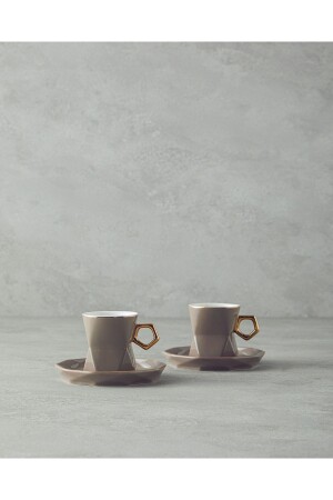 Axel New Bone China 4 Parça 2 Kişilik Kahve Fincan Takımı Vizon - English Home