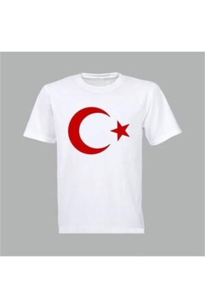 Ay Yıldız Türk Bayraklı Tişört-Ay Yıldız Baskılı Kısa Kollu Tişört- - 1