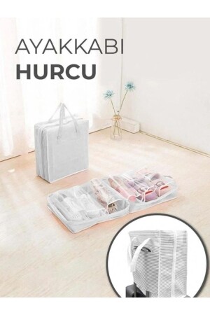 Ayakkabı Hurcu Çizgili 35x22x40 Cm 6 lı Ayakkabı Organizer Valiz Seyahat Ayakkabı Hurcu - 2