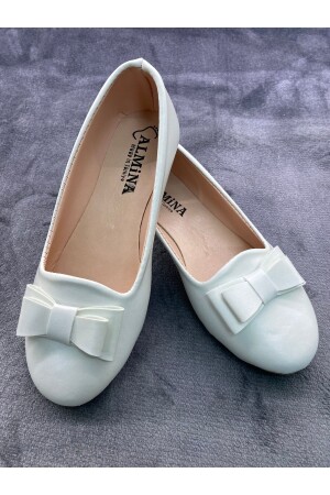 Ayakkabı Kız Çocuk Papyon Detaylı Beyaz Babet - 1
