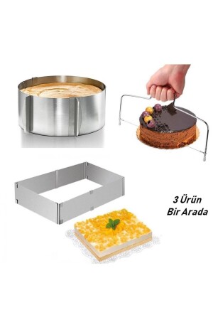 Ayarlanabilir Ayarlı Yuvarlak Ve Kare 9 Cm Ekmek Kek Pasta Pandispanya Kesme Teli - 1