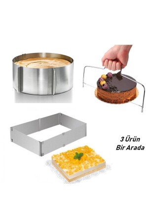 Ayarlanabilir Ayarlı Yuvarlak Ve Kare 9 Cm Ekmek Kek Pasta Pandispanya Kesme Teli kare-daire-testere - 2