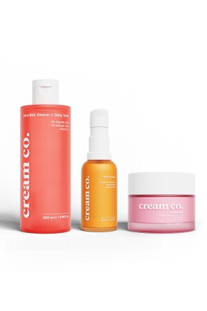 Aydınlatıcı Canlandırıcı Pürüzsüzleştirici Yenileyici Nemlendirici Leke Karşıtı Bakım Seti - Cream Co.