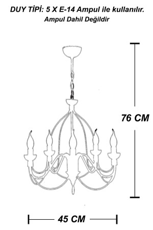 Aydınlatma Calista 5 Li Kasa Siyah Gold Avize 605 0324 51 099 - 5