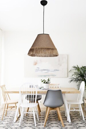 Aydınlatma Çise Tekli Siyah Abajur K.rengi Püsküllü Avize 701 0874 13 024 - Venon