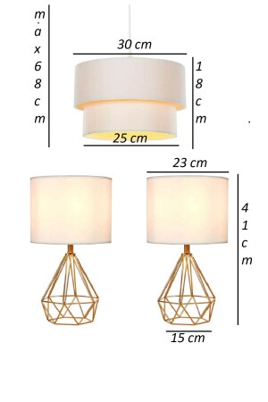 Aydınlatma Seti Tardu Salon Avize, Hol Avize Mutfak Avize 2 Adet Masa Abajur SET TARDU - 3