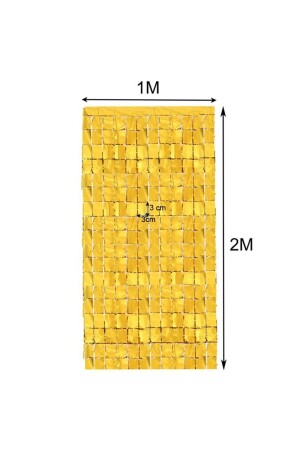 Aynalı Disko Altın Renk Kapı Perdesi Folyo Dekor Süsü 2 Mt Yükseklik 1 Mt Genişlik Retro - 4