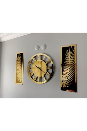 مجموعة من أزهار الجدار من النخيل و الساعة VIP مصنوعة من الزجاج البليكس - Wooden Factory
