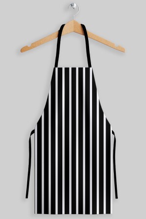 Ays Home Siyah Çizgili Büyük Ebat Siyah Şef Aşçı Önlüğü (65 Cm X85 Cm) - Ayshome