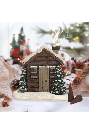 مقنع الوقود الملوّن باليد على موضوع عيد الميلاد في شكل منزل مع تأثير الثلوج - Azez Hobi