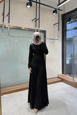 Azura Parlak Şık Elbise - Siyah - Nuuwears