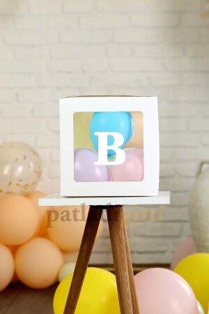 B Harfli Şeffaf Beyaz Balon Kutusu Ve Balon Seti Kendin Yap Bebek Çocuk Doğum Günü Süsleme - 1