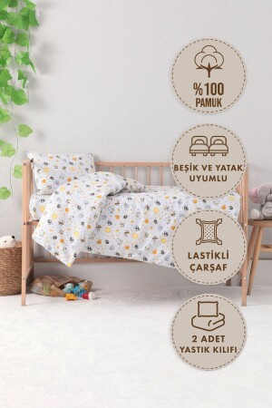 Baby %100 Pamuk Astronot Bebek Nevresim Takımı - Gri - 2