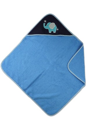 Baby-Badetuch, 100 % Baumwolle, 80 x 80 cm, Blau/Elefant ATS20289 - 5