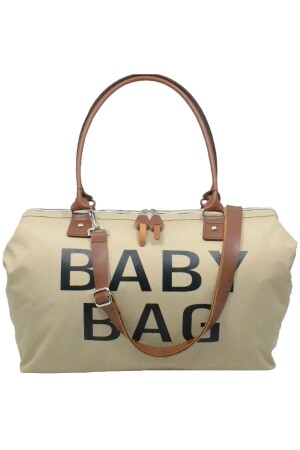 Baby Bag Tasarım 2 Li Set Bej Siyah Anne Bebek Bakım Ve Kadın Çantası - 4