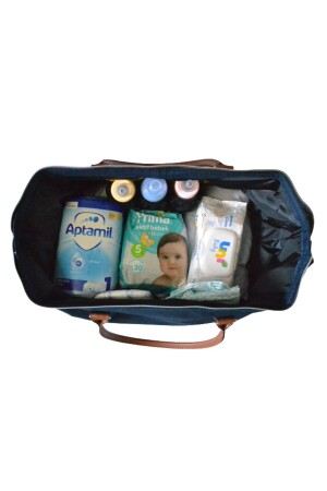 Baby Bag Tasarım 2 Li Set Lacivert Anne Bebek Bakım Ve Kadın Çantası - 9