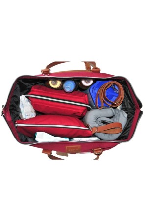 Baby Bag Tasarım 3 Lü Set Bordo Anne Bebek Bakım Ve Kadın Çantası - 8