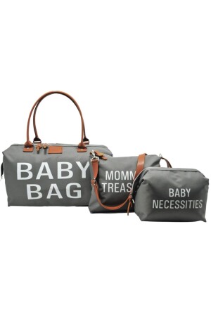 Baby Bag Tasarım 3 Lü Set Gri Anne Bebek Bakım Ve Kadın Çantası - 2