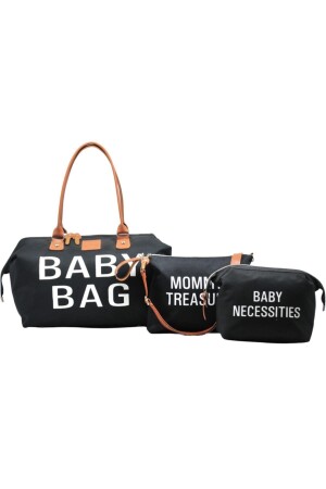 Baby Bag Tasarım 3 Lü Set Siyah Anne Bebek Bakım Ve Kadın Çantası - 3