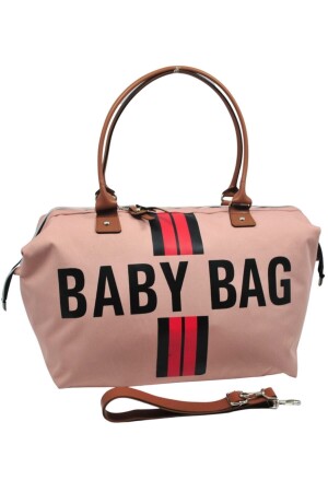 Baby Bag Tasarım Çizgili Pudra Anne Bebek Bakım Ve Kadın Çantası - 3