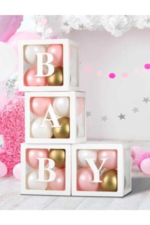 Baby-Ballonbox, transparent, Baby-Brief, 25 x 25 cm - 1