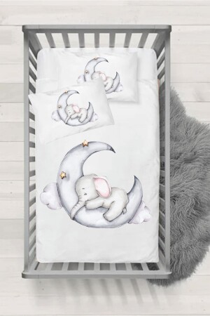 Baby-Bettbezug-Set mit schlafendem Elefantenmuster, BN18 - 2