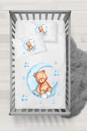 Baby-Bettwäsche-Set Ranforce-Serie – Blauer Teddybär BNT01 - 1