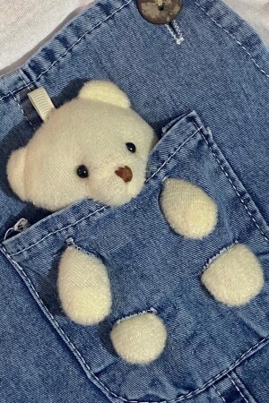 Baby-Doppel-Jeansoverall mit Teddybär-Spielzeug BEBECİ. 000324 - 6