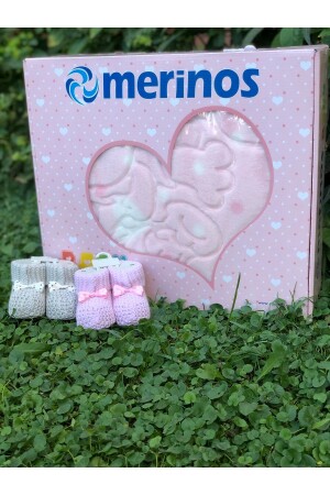 Baby Embos Babydecke mit Booties, Geschenk 8179 - 1