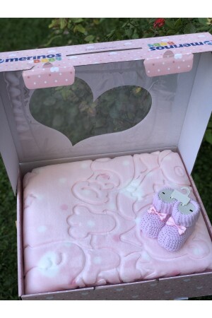 Baby Embos Patik Hediyeli Bebek Battaniyesi 8179 - 3