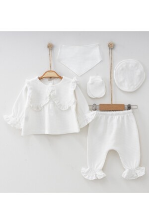 Baby Girl Scalloped Hospital Release Ecru 5-teiliges Neugeborenen-Set 0–3 Monate - 3