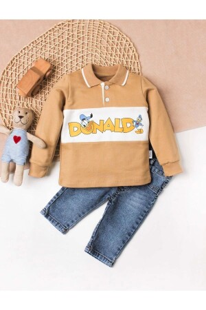 Baby-Jungen-Hemd, kurzärmelig, Hose, Doppelset, Donald-Druck, Ente, 100 % Baumwolle, 35050 - 1