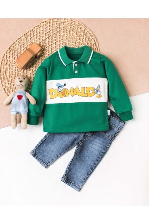 Baby-Jungen-Hemd, kurzärmelig, Hose, Doppelset, Donald-Druck, Ente, 100 % Baumwolle, 35050 - 1