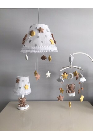 Baby Kinderzimmer Kronleuchter Lampenschirm Mobile Set Elefant Kaffee Gelb Creme Filkahveset - 6