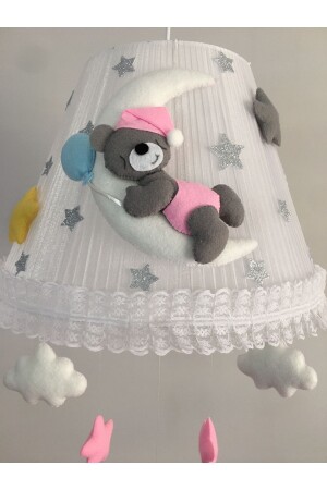 Baby-Kronleuchter und Lampenschirm für Kinderzimmer, Teddybär mit Ballon, rosa, blau, gelb, Teddybär, rosa, blau, gelb - 10