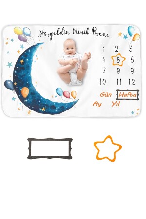 Baby Memory Blanket Fleece, Newborn Monthly Concept Photo Shoot Blanket Cover ANIBATTN - 1