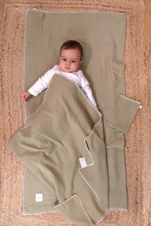 Baby-Musselin-Windelhülle und Beutel-Set, Bio-Baumwolle, 120 cm, Khaki, 420UNP - 3
