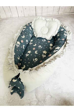 Baby Nest Penguen Fırfırlı Ortopedik Çift Taraflı Bebek Yatağı Anne Yanı Bebek Yatağı P10631S7692 - 5