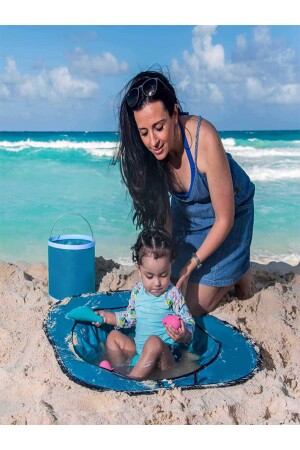 Baby-Pool zum Aufziehen, Baby-Aktivität, blauer Strandpool, Strandspielzeug, faltbarer Wasserpool, Baby-Strandpool, Pop-up - 7