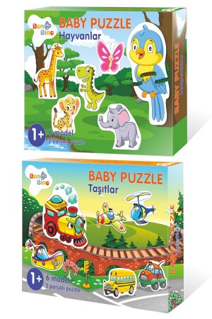 Baby Puzzle 2’li Set 24 Parça, 1 Yaş, Hayvanlar Ve Taşıtlar BON80028019 - 5