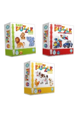 Baby Puzzle Çiftlik Orman Sevimli Araçlar 3'lü Set 156 - 1