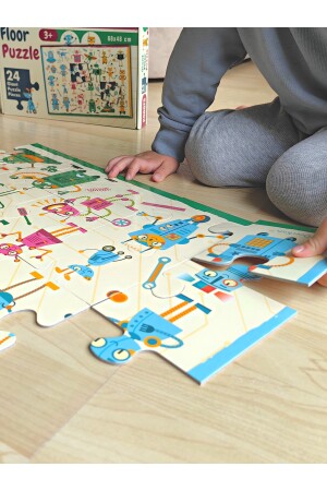 Baby Puzzle Dev Robotlar Puzzle | Jumbo Yer Puzzle | Robots 24 Parça - 4