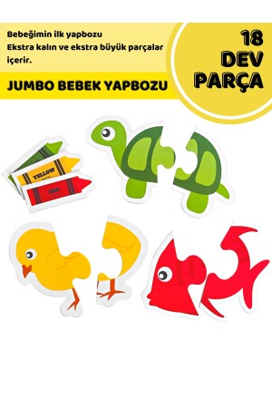 Baby Puzzle Renkli Hayvanlar Baby Puzzle | 18 Parça | Crayon Eşleştirme baby01 - 3