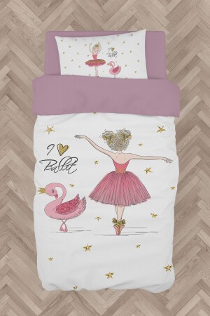 BABY- UND KINDERZIMMER Bettbezug-Set mit rosa Ballerina- und Schwanenmuster - 1