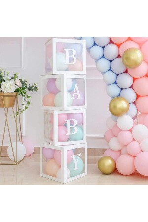 Baby Written Transparentes weißes Box-Ballon-Set, 33-teilig - 2