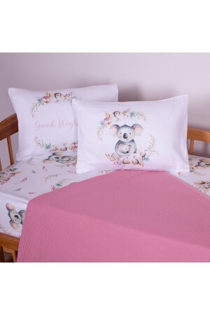 Babybettbezug aus Bio-Musselin-Pixel und Baumwollsatin – ANP mit Koala- und Blumenmotiv - 5